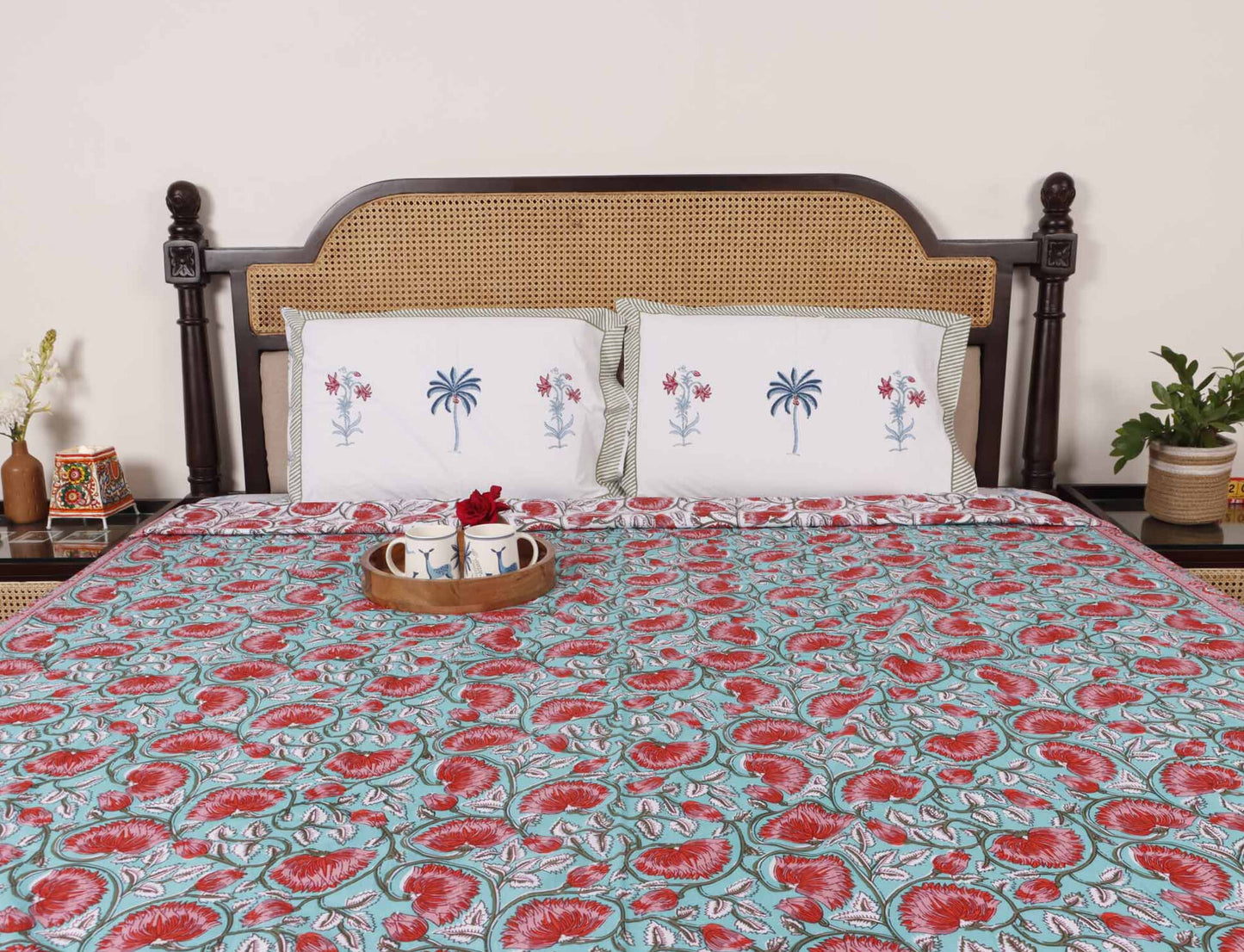 Double Bed Reversible Mul Dohar – Begum Green
