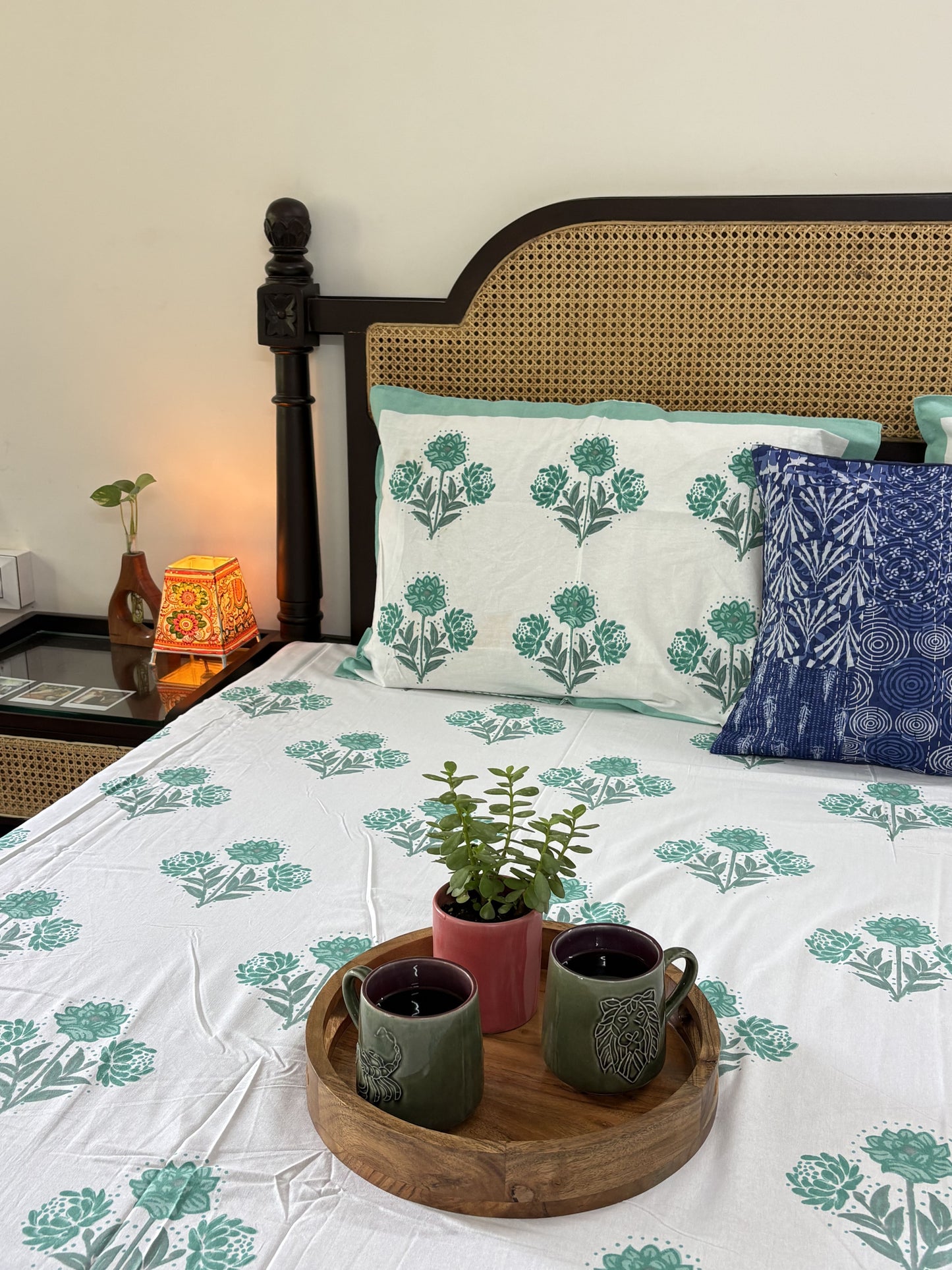 Gulistan Blue - Flat I Fitted Bedsheet (108x108 Inches)