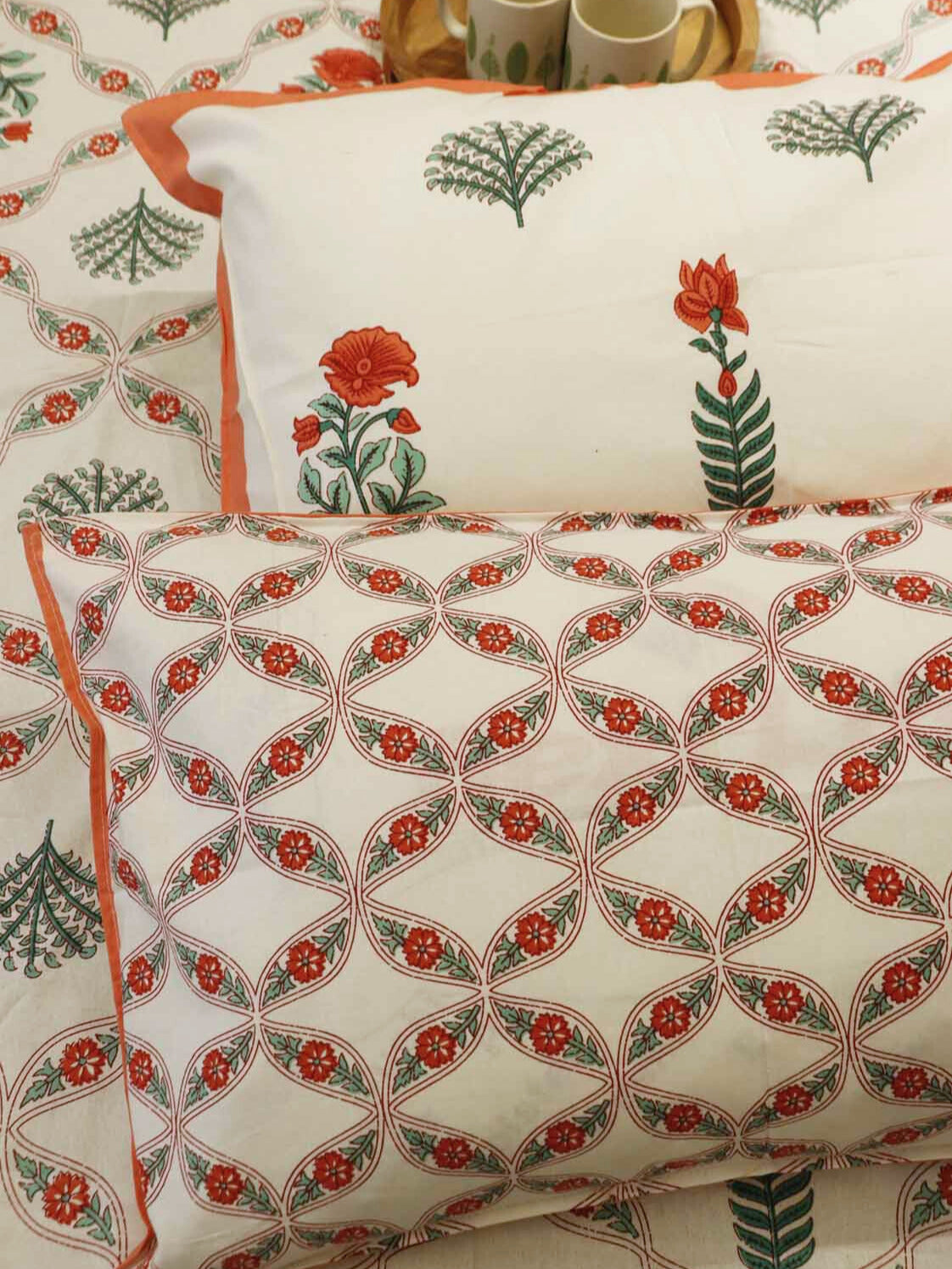 Krisha Red - Flat I Fitted Bedsheet (100x108 Inches)