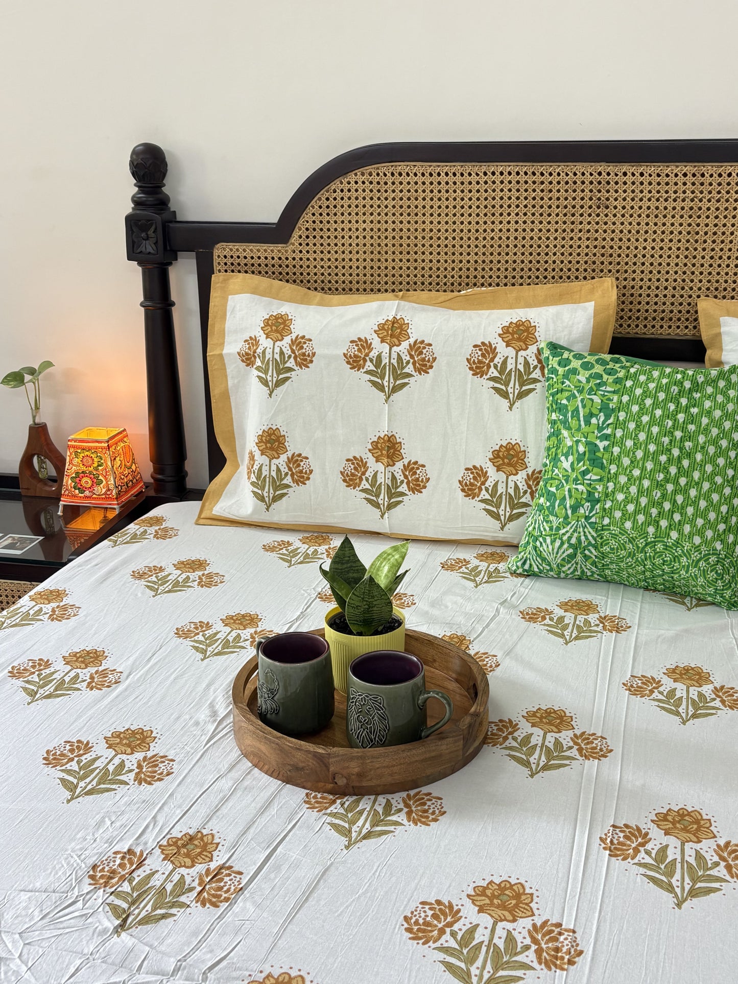 Gulistan Yellow - Flat I Fitted Bedsheet (108x108 Inches)