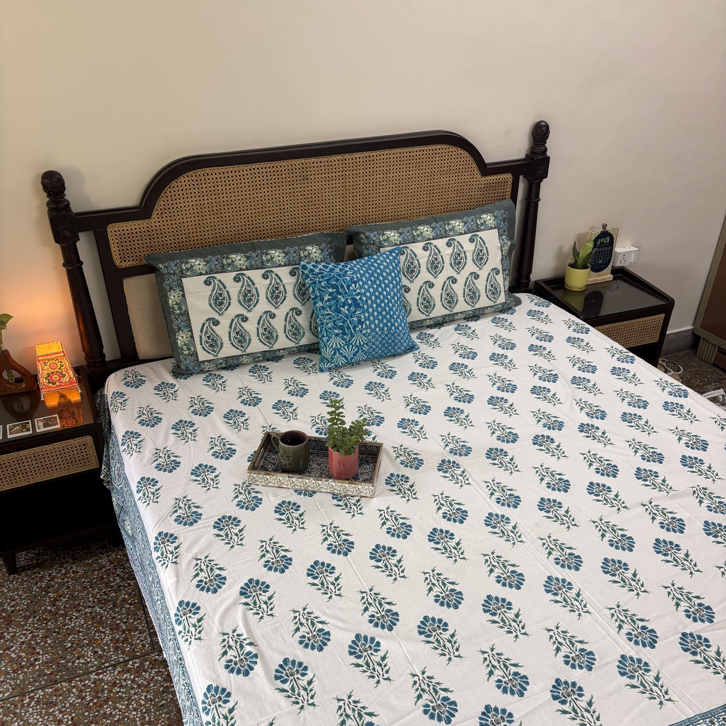 Sapphire Blue - Flat I Fitted Bedsheet (108x108 Inches)