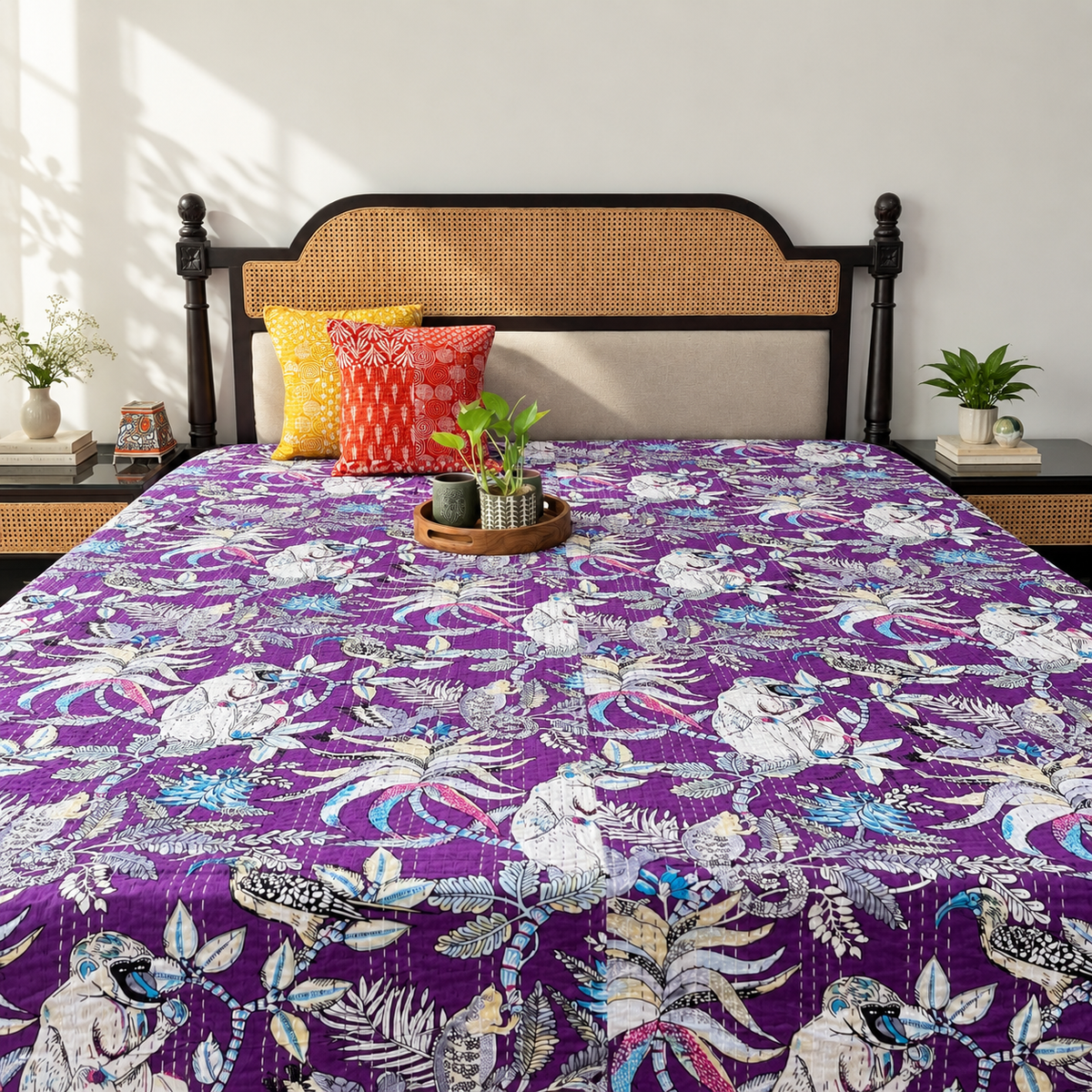 Jamun - Kantha Stitch Bedcover
