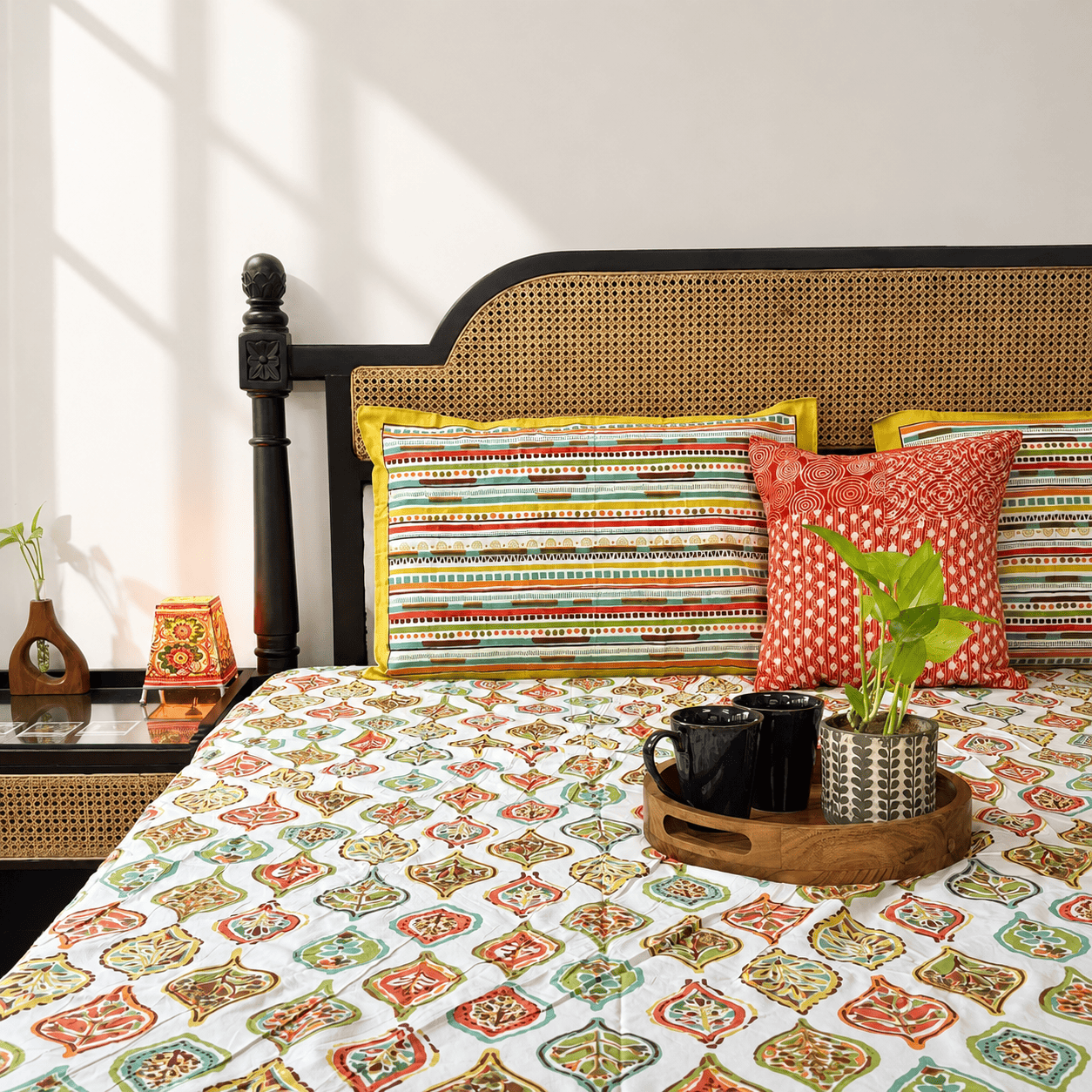 Candy Orange - Flat I Fitted Bedsheet (108x108 Inches)