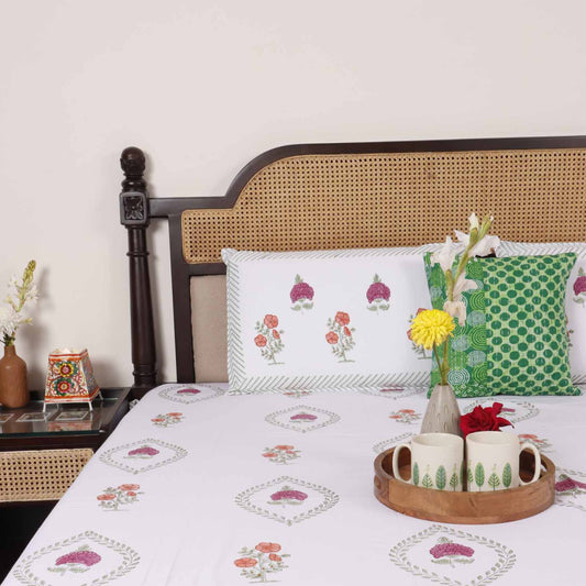Rasbhari - Hand block Bedsheet (108x108 Inches)