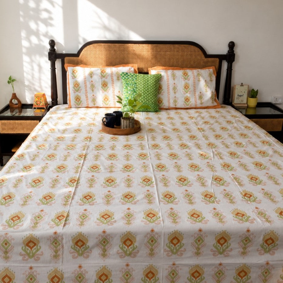 Aashiyana Orange – Flat I Fitted Bedsheet (108x108 Inches)