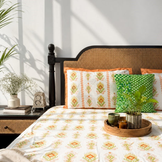 Aashiyana Orange – Flat I Fitted Bedsheet (108x108 Inches)
