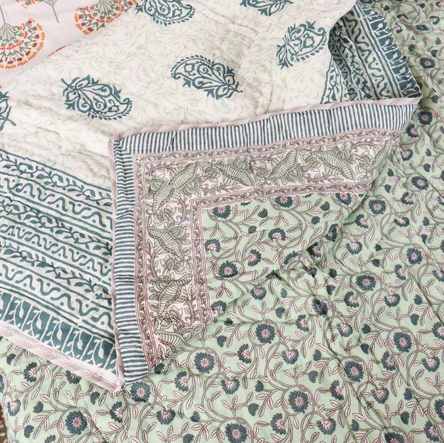 Jugni Green - Single Bed Quilt