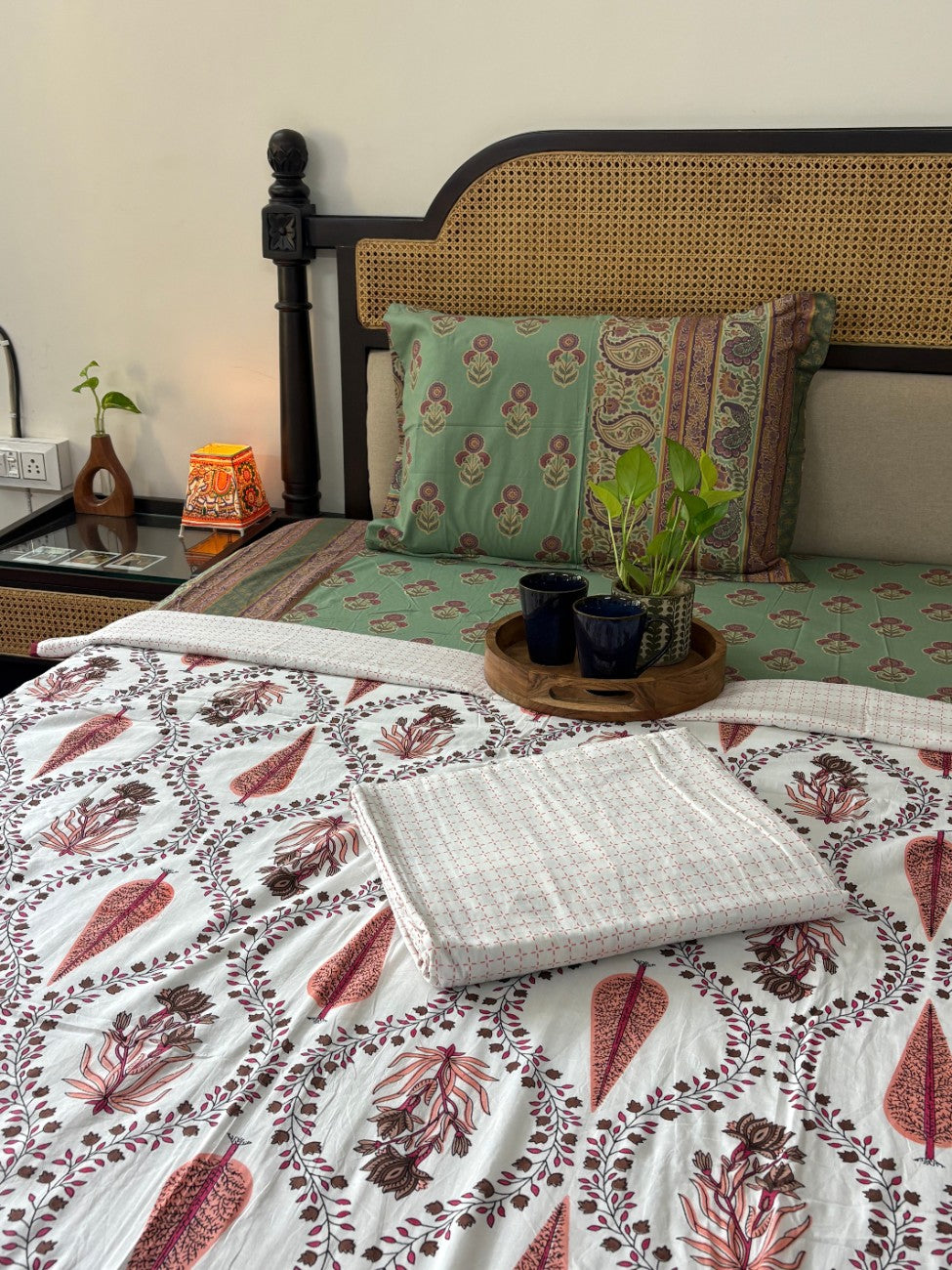 Pair Of Single Bed Reversible Mul Dohar – Khushamadeed Red