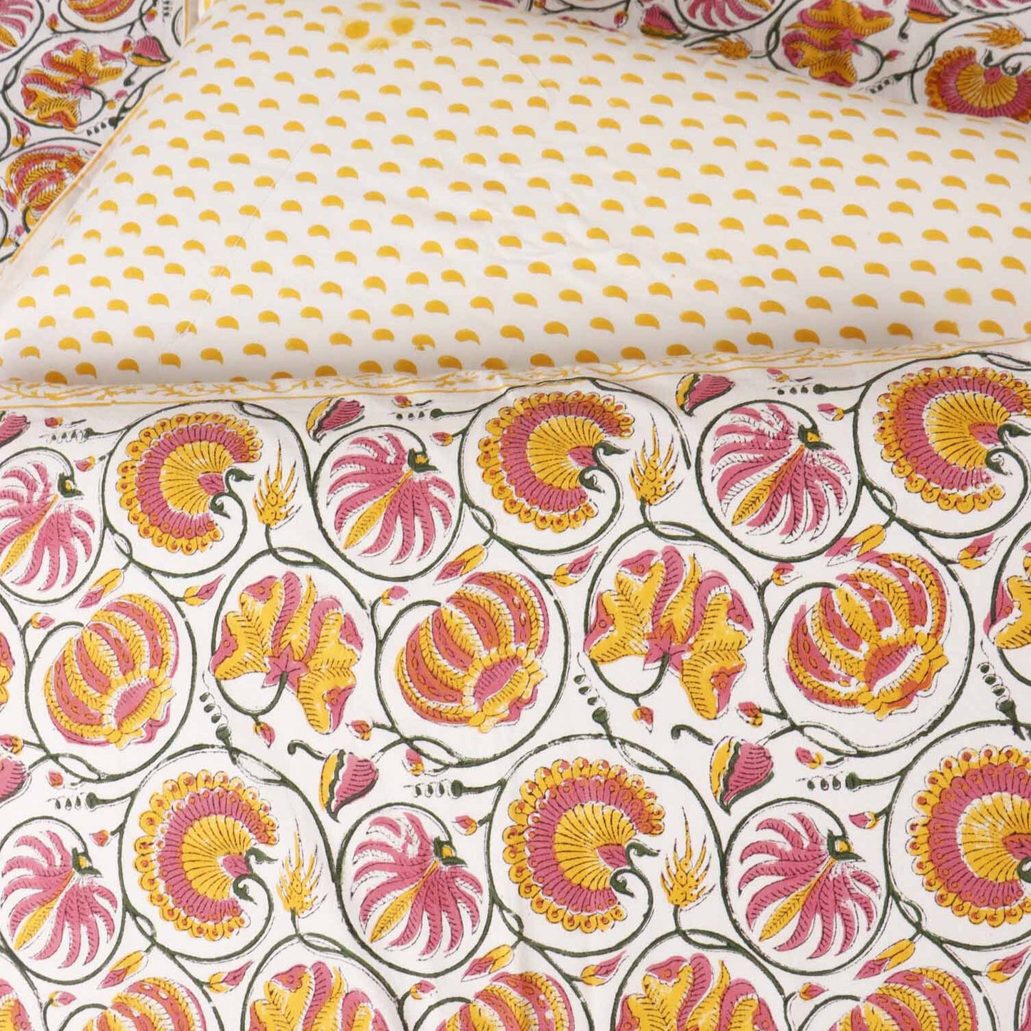 Surajmukhi  - Handblock Bedsheet (108x108 Inches)