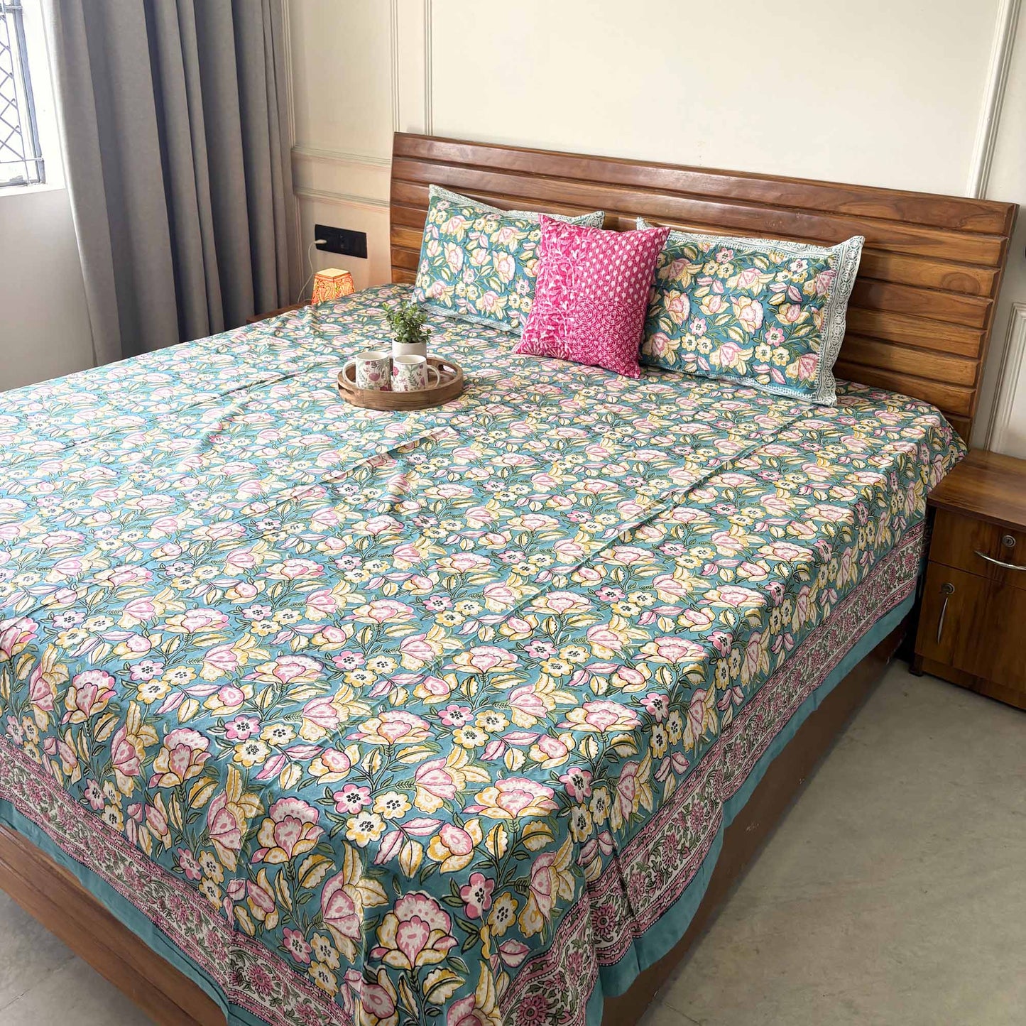 Parijaat – Hand Block Print Bedsheet (90x108 Inches)