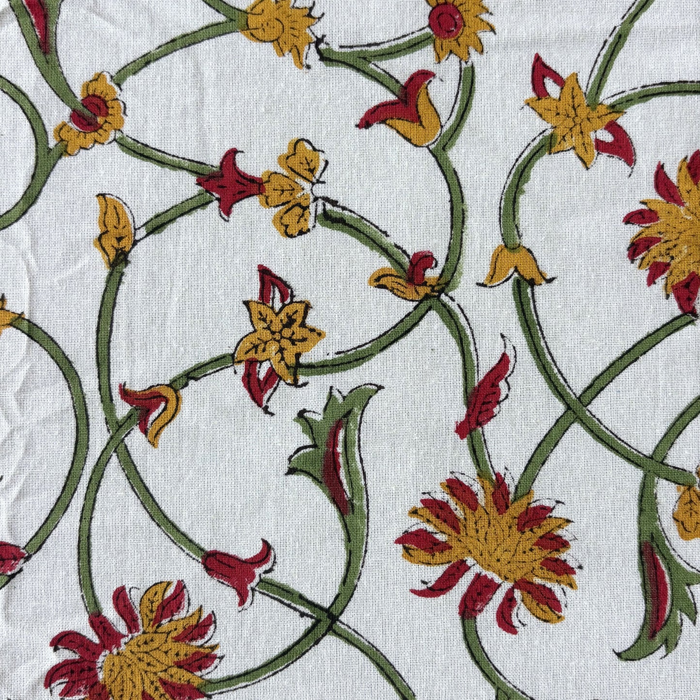Rust Bloom - Hand block Bedsheet (108x108 Inches)