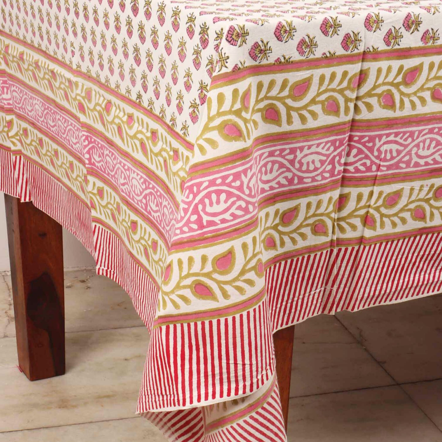 Komal  Hand Block Six seater Dining Table Cover