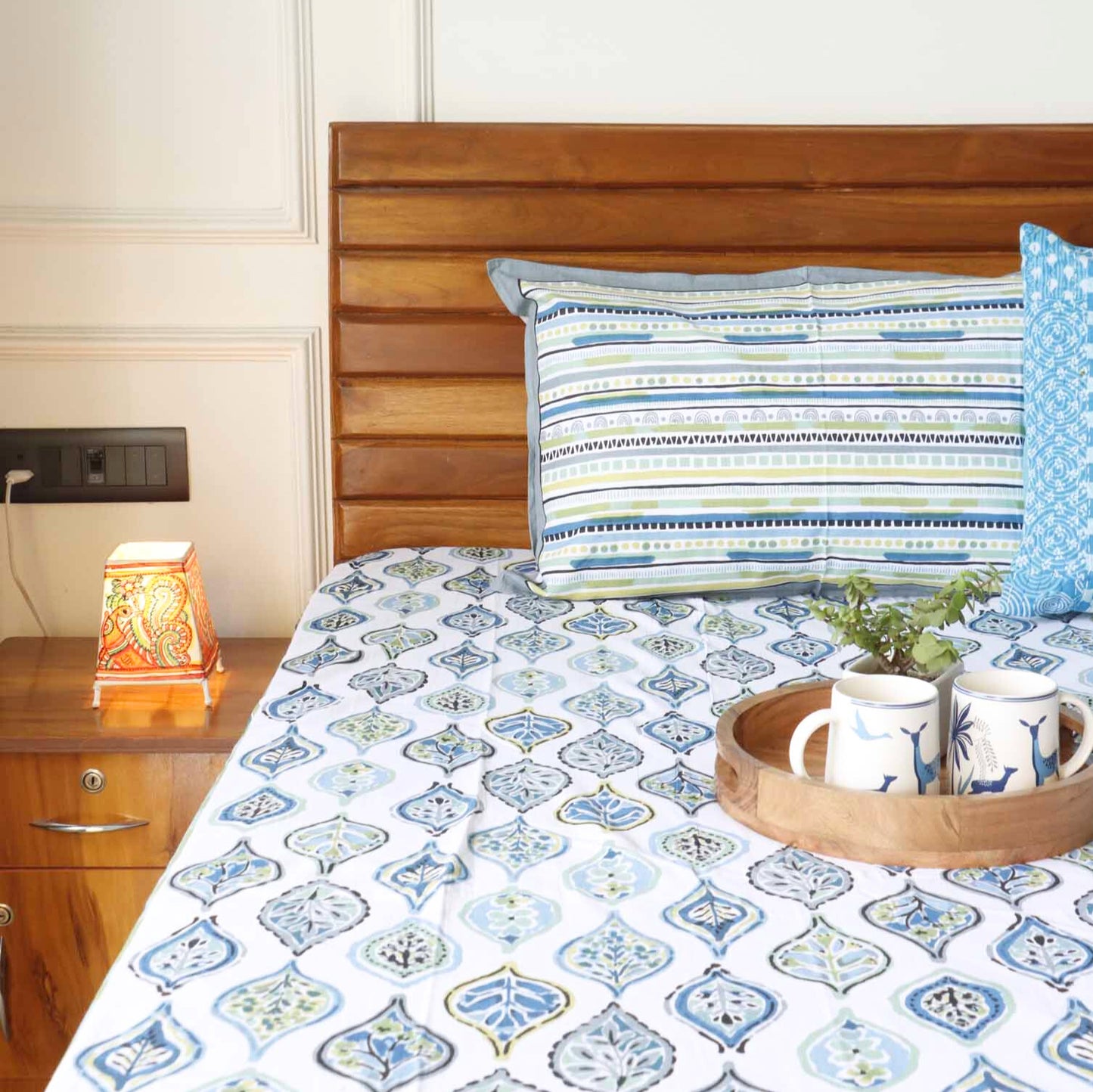 Candy Blue - Flat I Fitted Bedsheet (108x108 Inches)