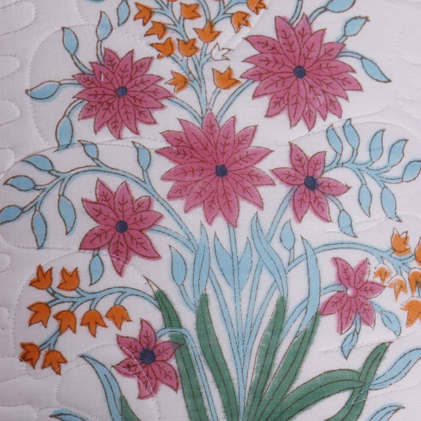 Chandramallika - Quilted Handblock Cushion Cover