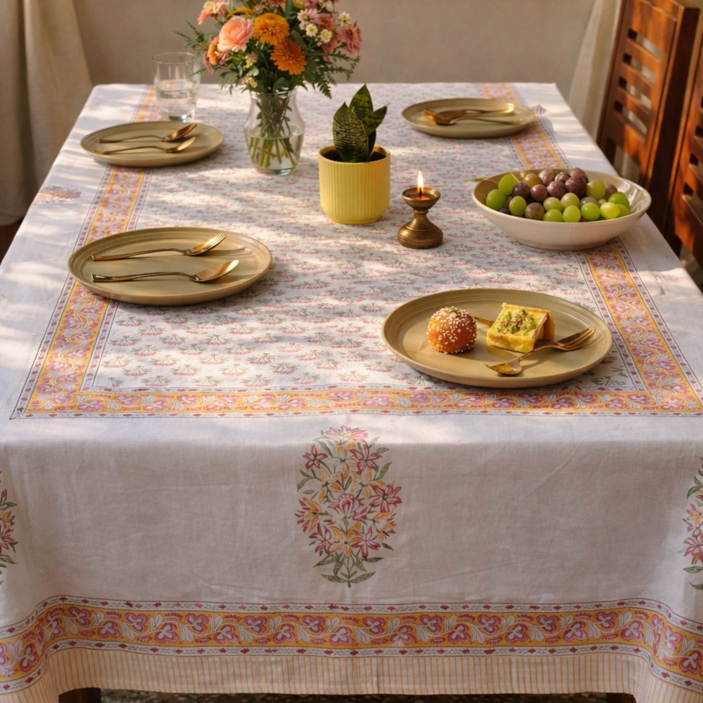 Pankhuri - Hand Block Six & Eight Seater Dining Table Cover