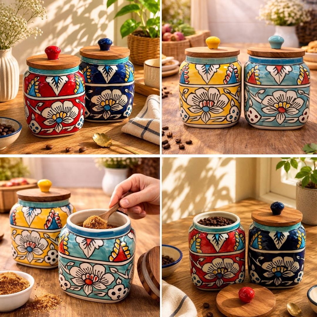 Handpainted Floral Storage Jars
