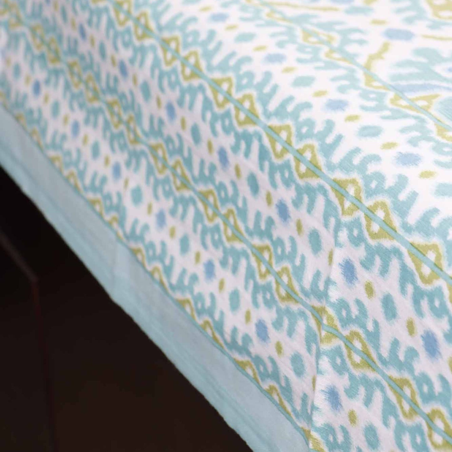 Ikkat Aqua - Single Bed Bedsheet (60x90 Inches)