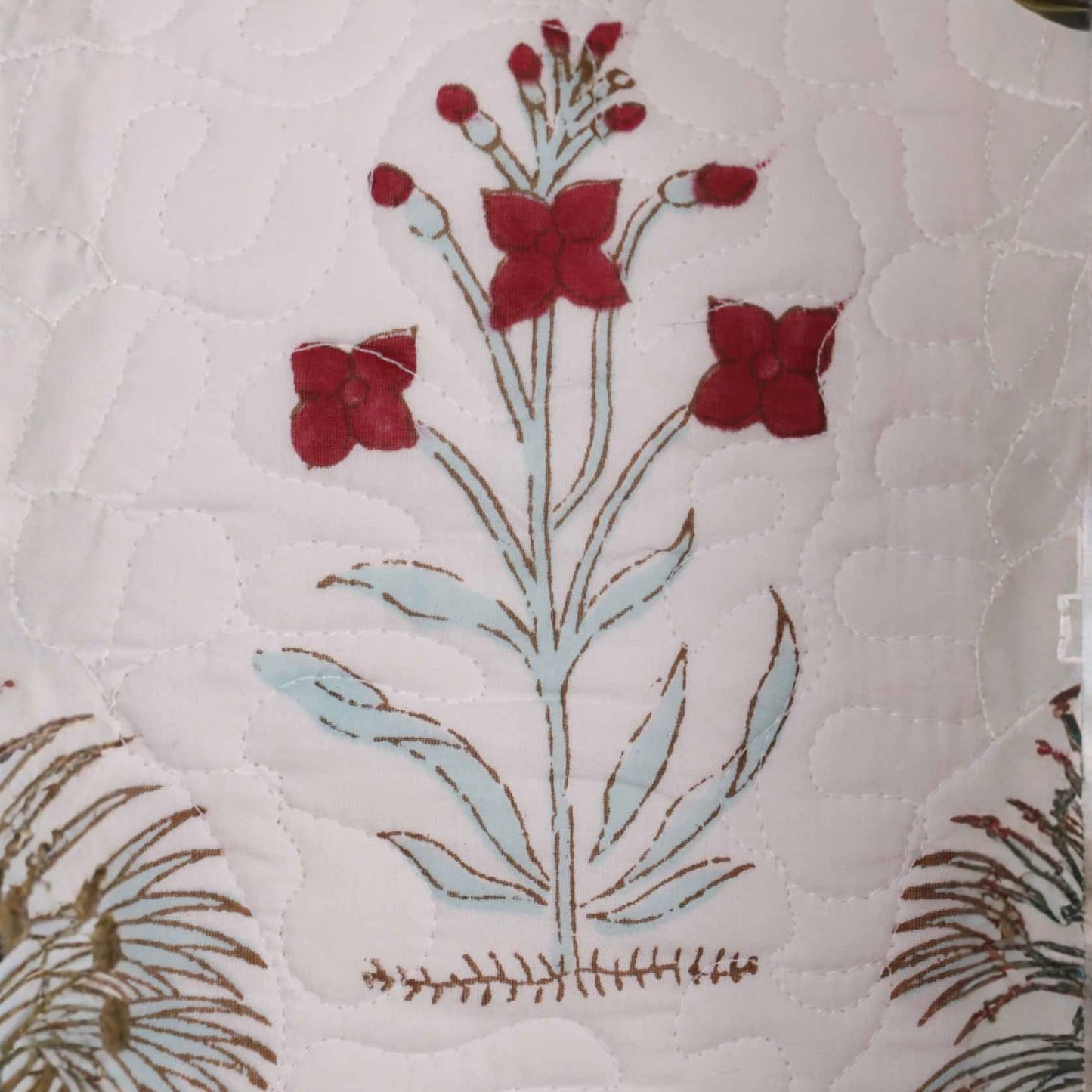Pankhuri - Quilted Handblock Cushion Cover
