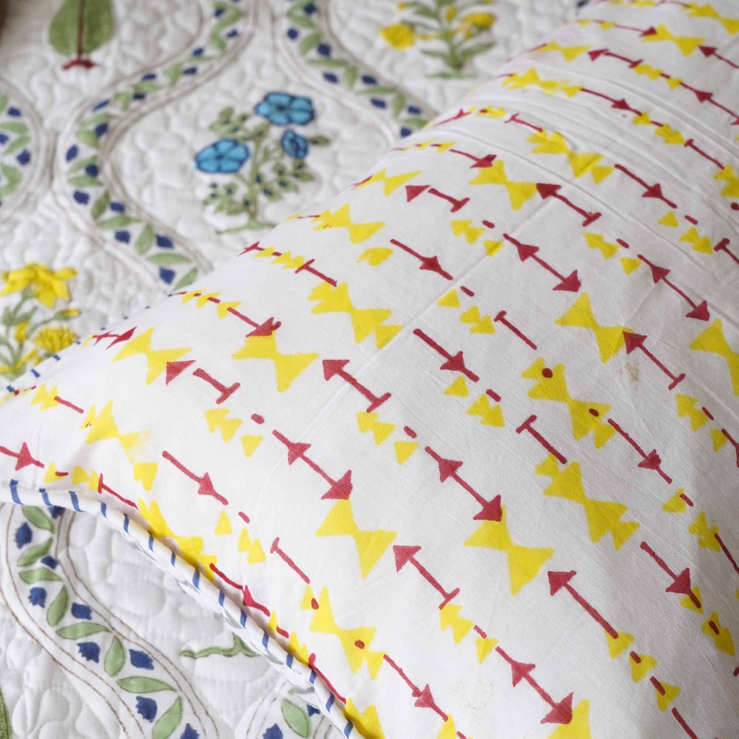 Nargis - Quilted and Reversible Handblock Bedcover/Comforter