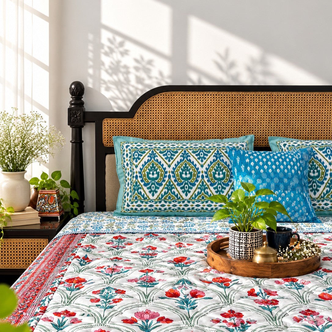 Ambarsariya Red- Double Bed Quilt