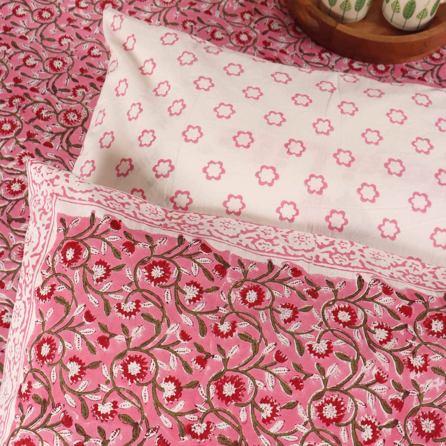 Jugni Pink – Hand Block Print Bedsheet (90x108 Inches)