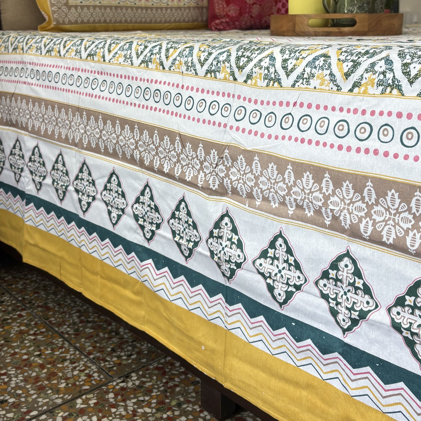 Meghal Yellow - Flat I Fitted Bedsheet (108x108 Inches)