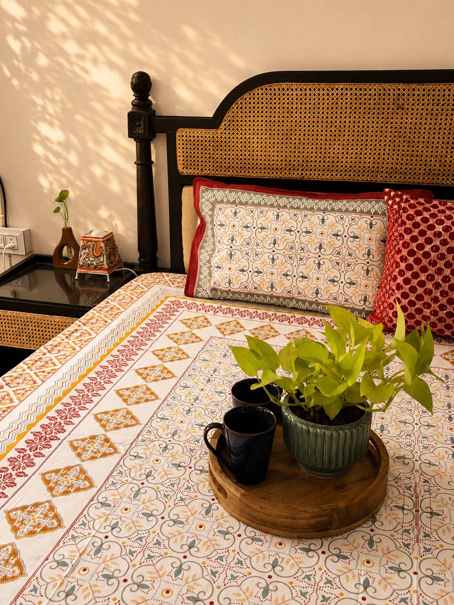 Meghal - Red – Flat I Fitted Bedsheet (108x108 Inches)