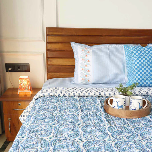 Blue Paisley - Single Bed/ Double Bed Razai/ Comforter