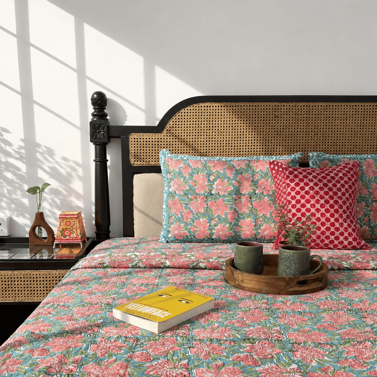 Double Bed Block Print Reversible Mul Dohar - Rajnigandha