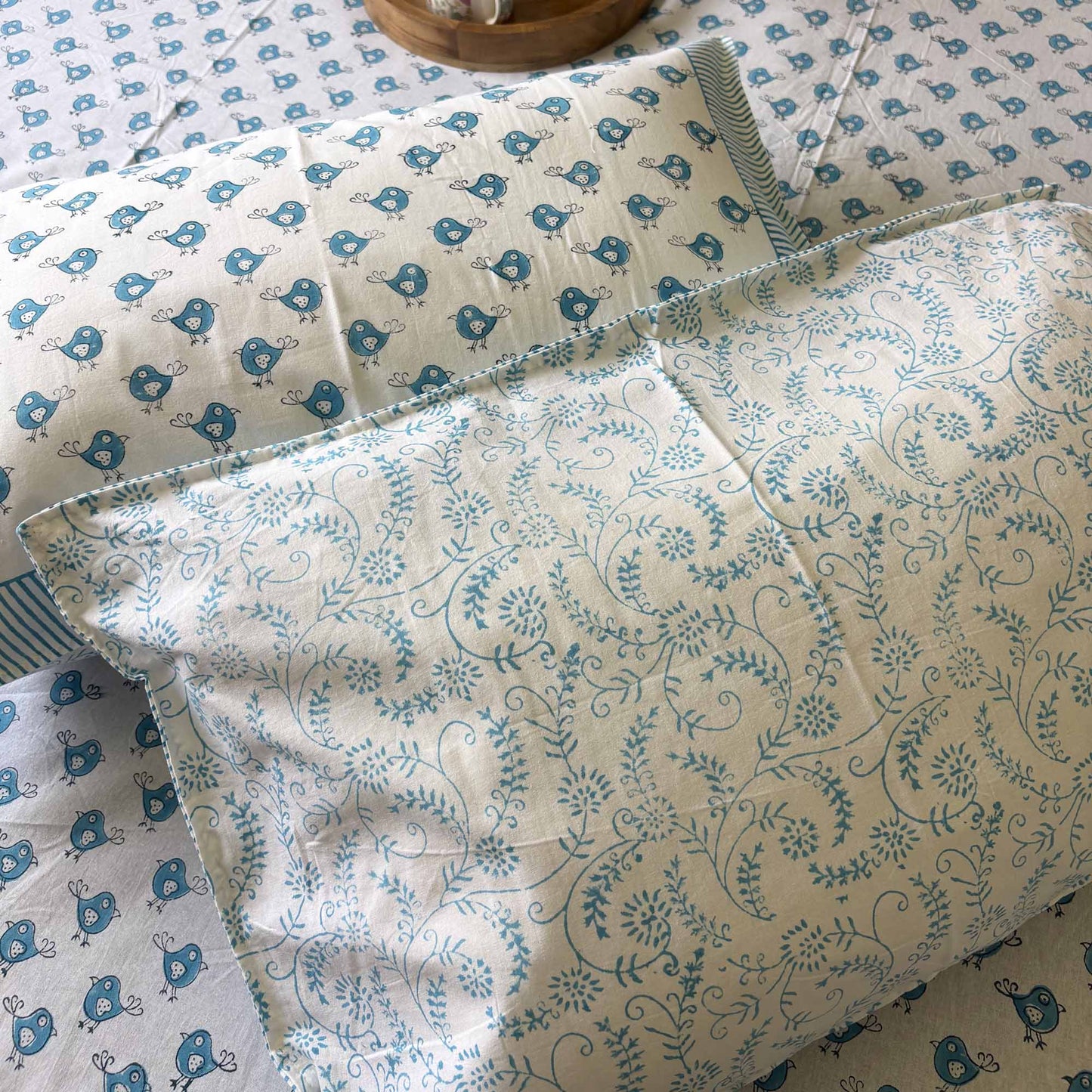 Blue Bird – Hand Block Print Bedsheet (90x108 Inches)