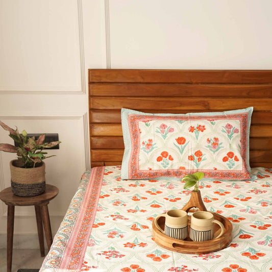 Ambarsariya - Red - Single bed bedsheet (60x90 Inches)