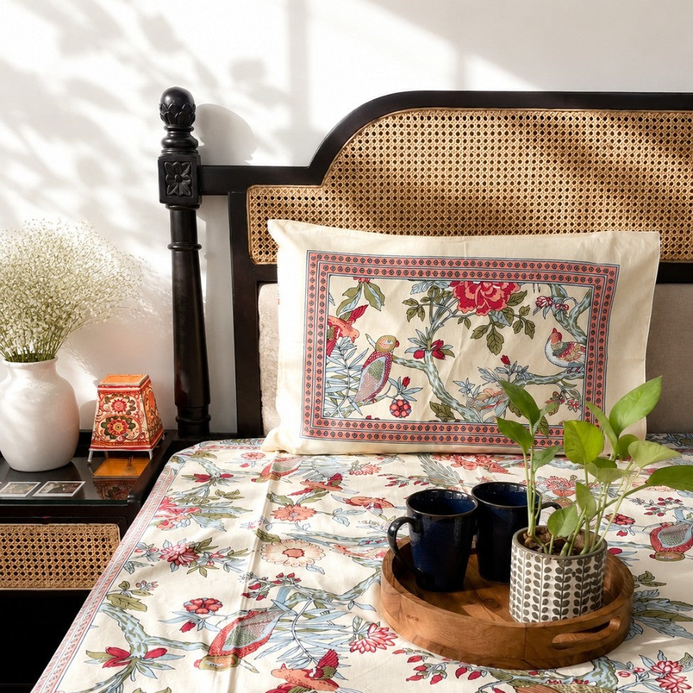 Tota Maina - Single Bed Bedsheet (60x90 Inches)