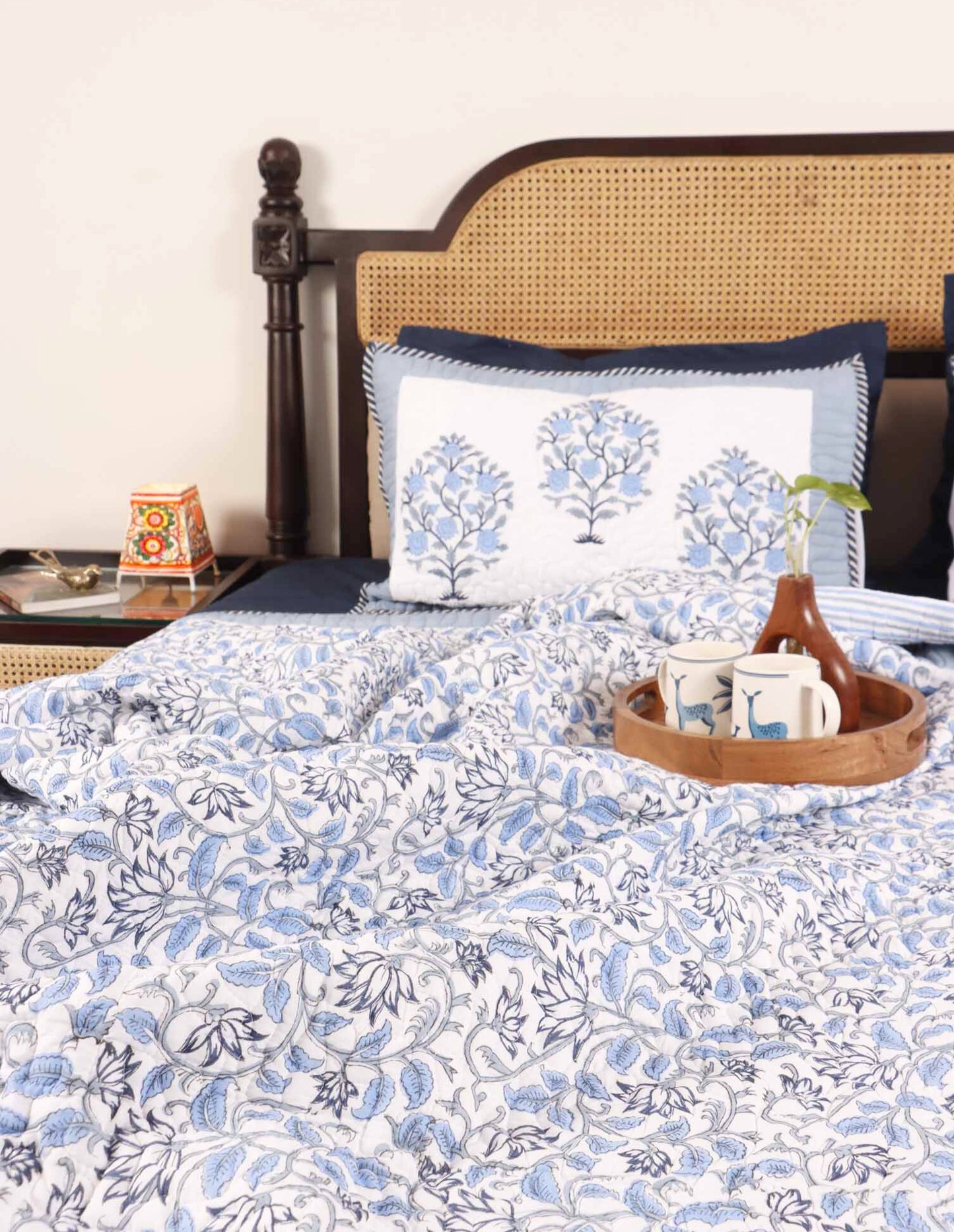 Nirmal - Quilted and Reversible Handblock Bedcover I Comforter