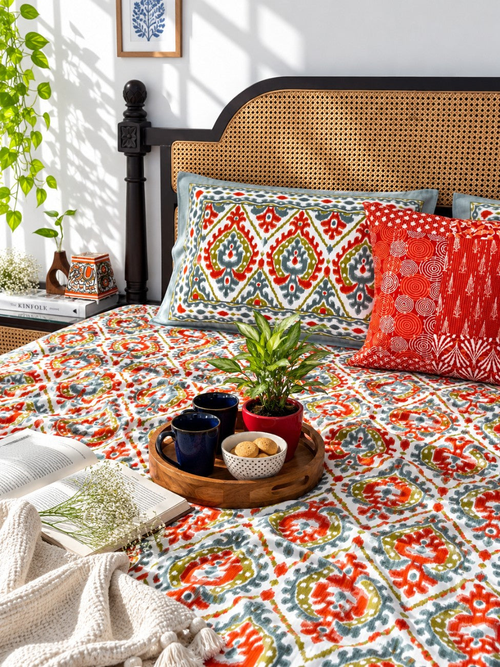 Dohar Bedding Set - Ikkat Orange