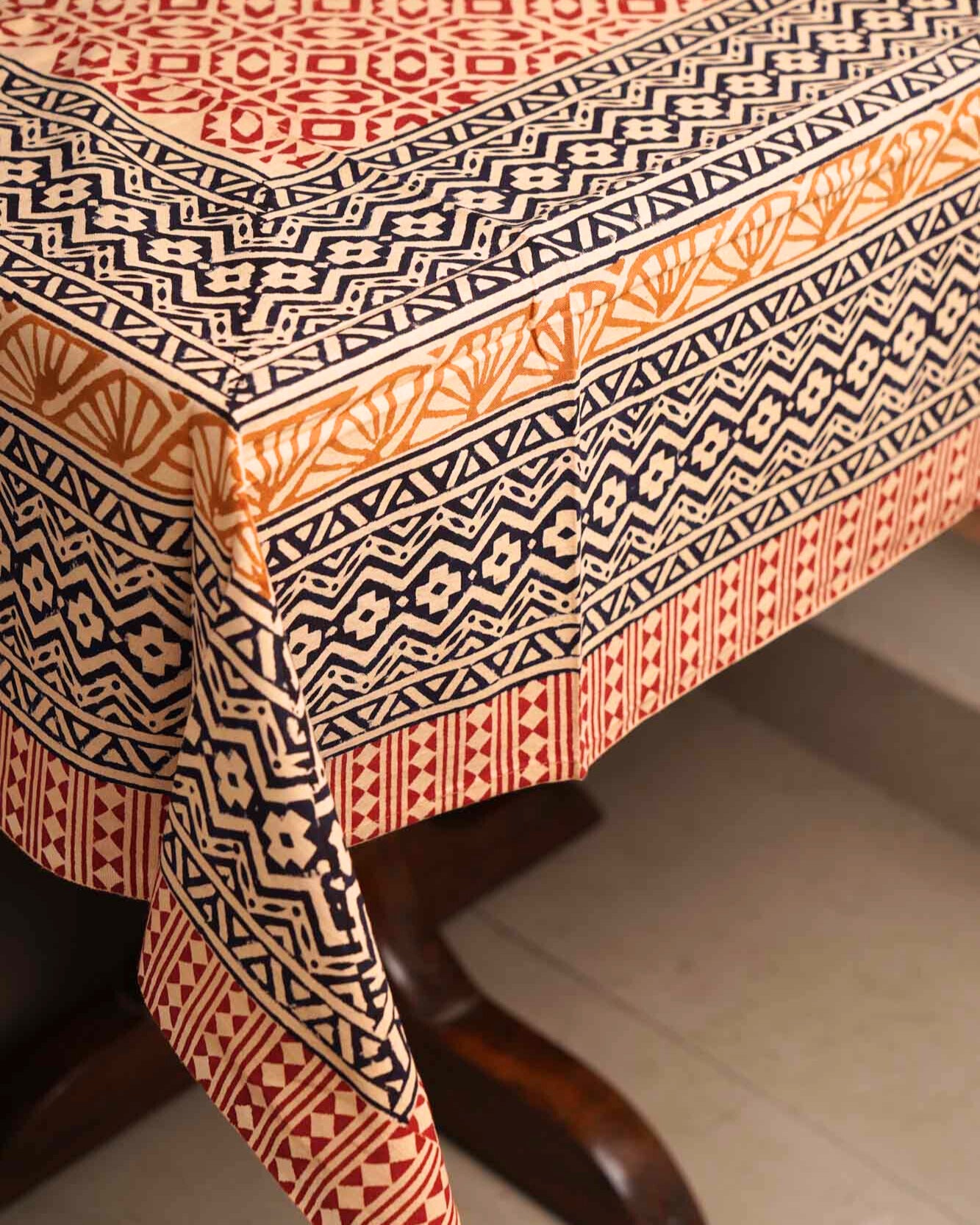 Bagru - Hand Block Six seater Dining table cover