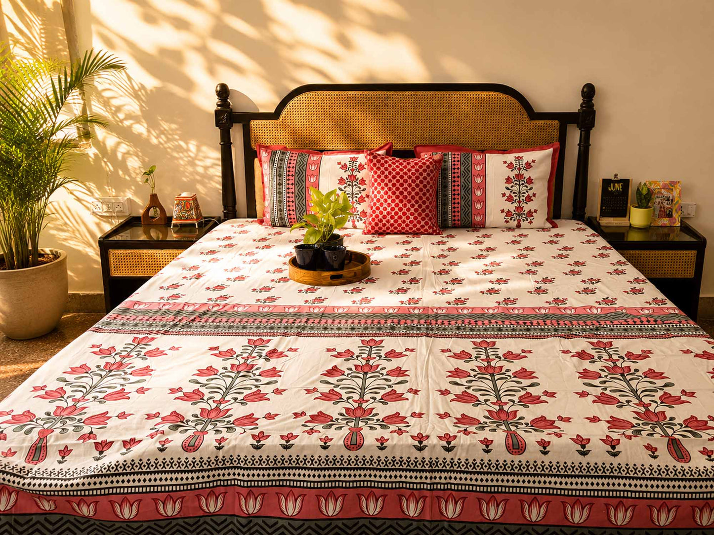 Palaash - Red – Flat I Fitted Bedsheet (108x108 Inches)