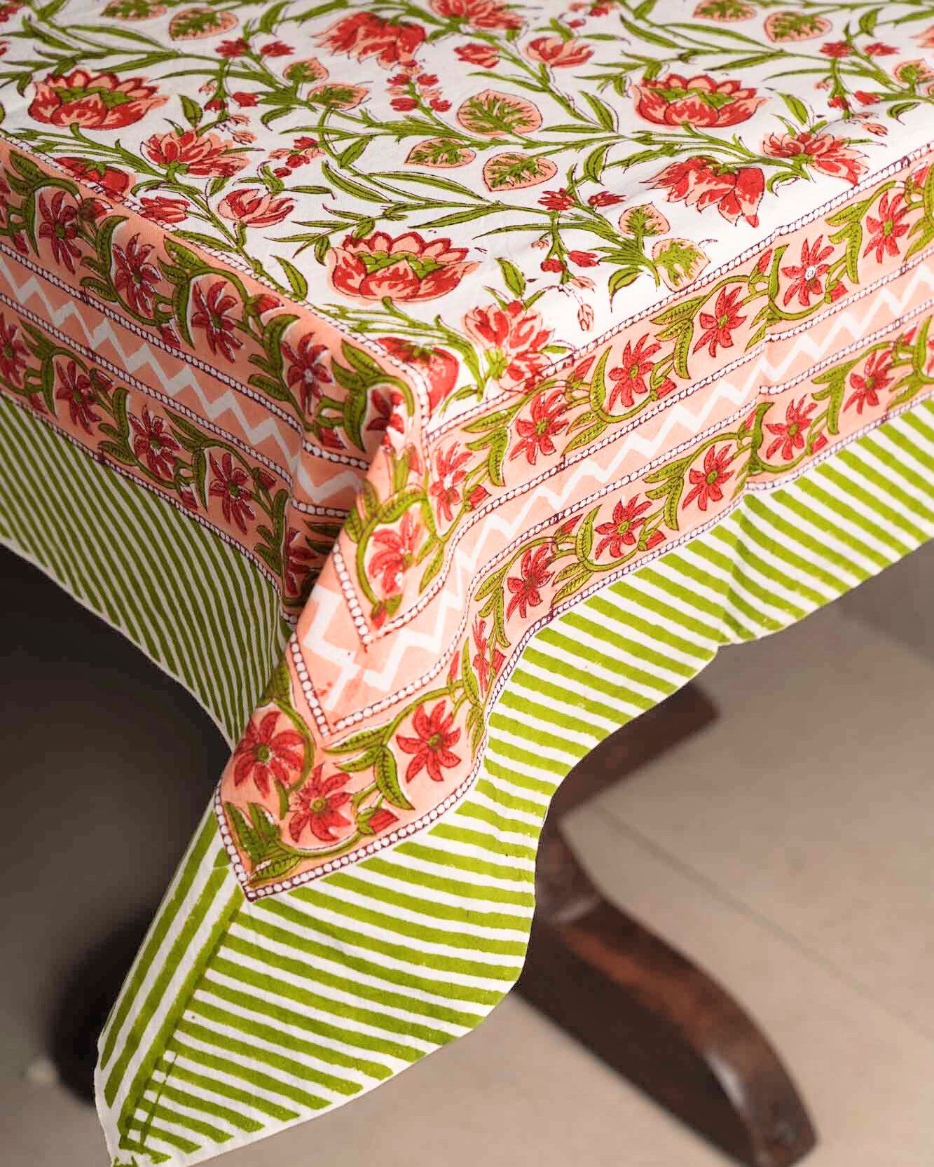 Khushamdeed - Hand Block Six seater Dining table cover