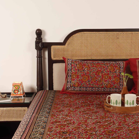 Kalamkari Surajmukhee - Flat I Fitted Bedsheet (90x108 Inches)