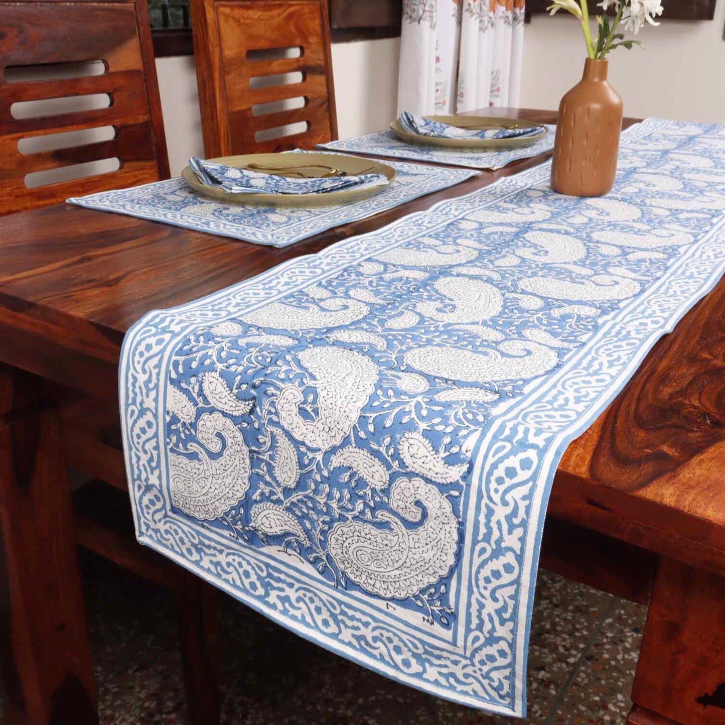 Neel Kamal - Hand Block Table Runner, Table Mats and Napkins