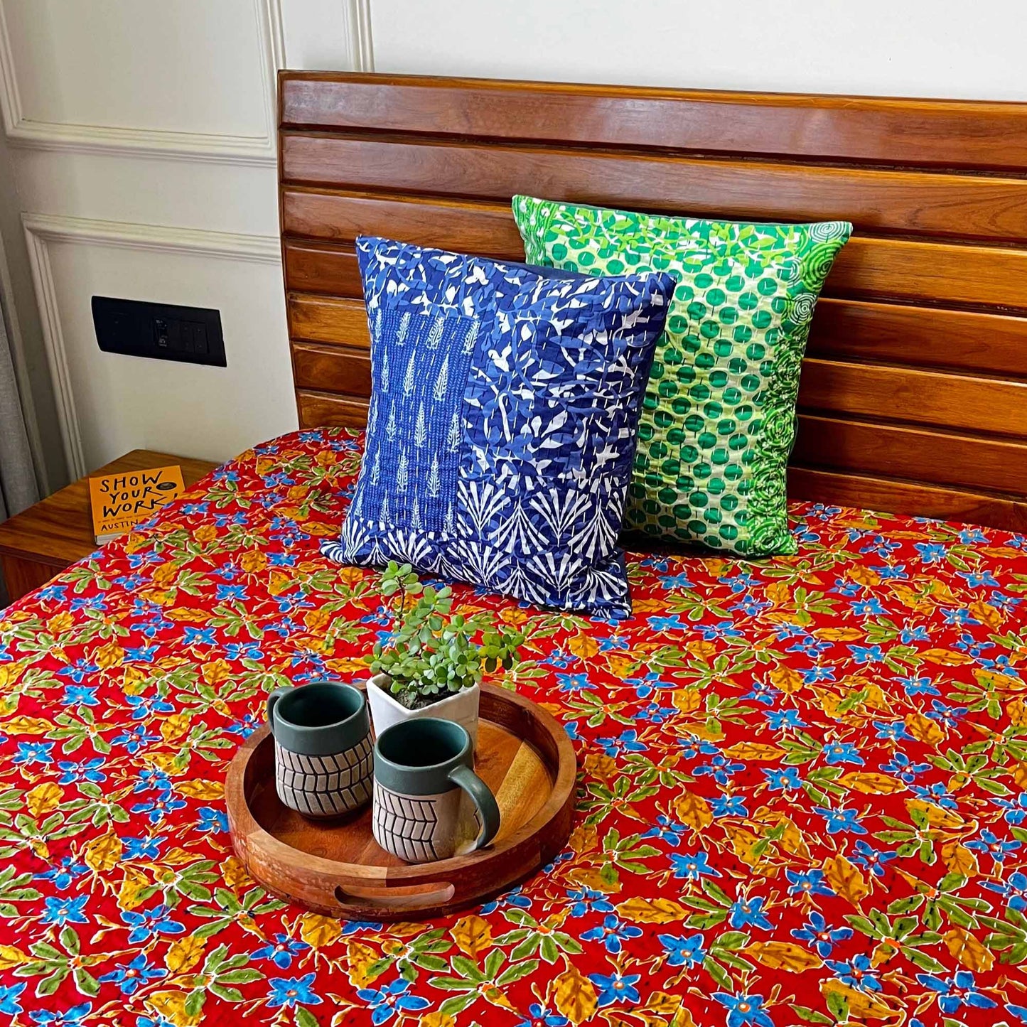 Laal - Kantha Stitch Bedcover