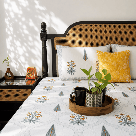 Nazakat Orange – Flat I Fitted Bedsheet (108x108 Inches)