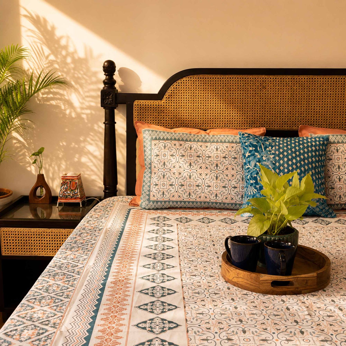 Meghal - Orange – Flat I Fitted Bedsheet (108x108 Inches)