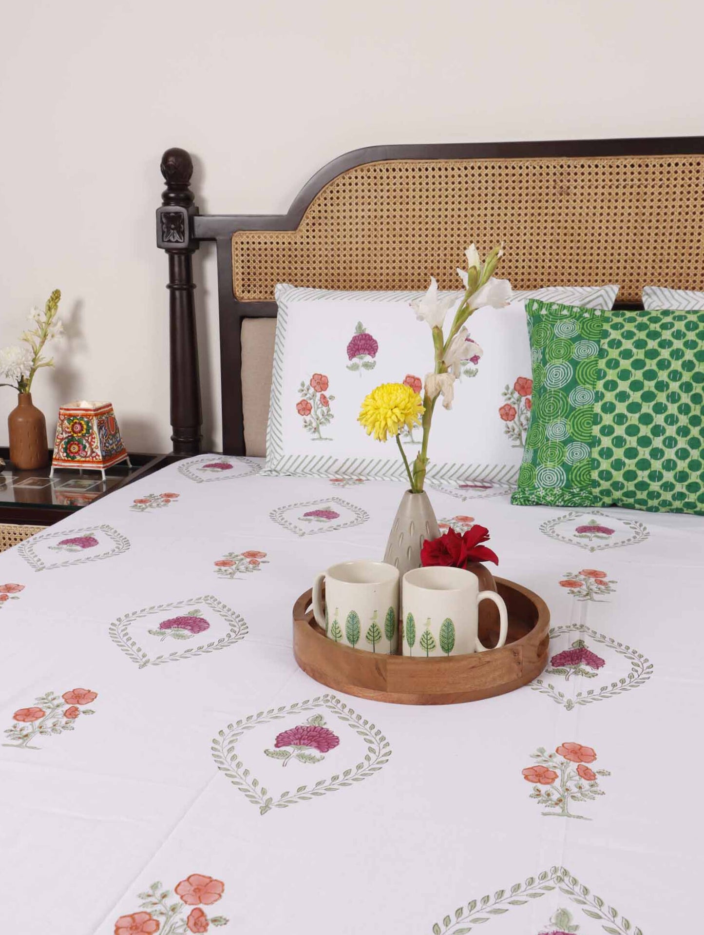 Rasbhari - Hand block Bedsheet (108x108 Inches)