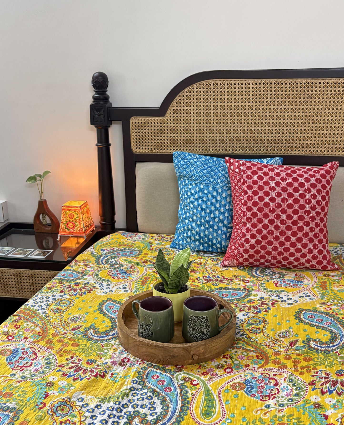 Peeli Kairi - Kantha Stitch Bedcover