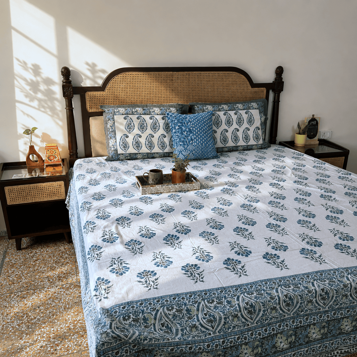Sapphire Blue - Flat I Fitted Bedsheet (108x108 Inches)