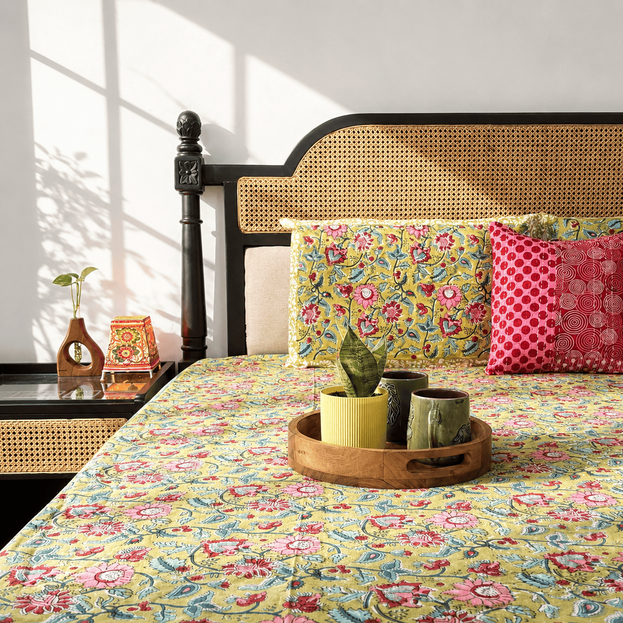 Noor-E-Mehndi - Handblock Bedsheet (90 x 108 inches)