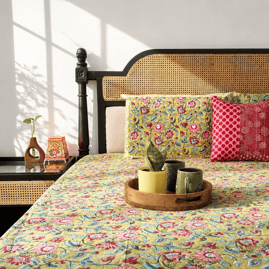 Noor-E-Mehndi - Handblock Bedsheet (90 x 108 inches)
