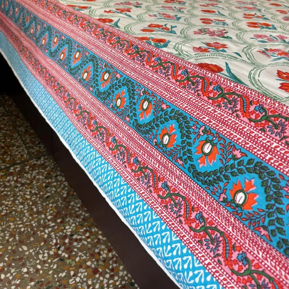 Ambarsariya - Red - Flat I Fitted Bedsheet (90x108 Inches)