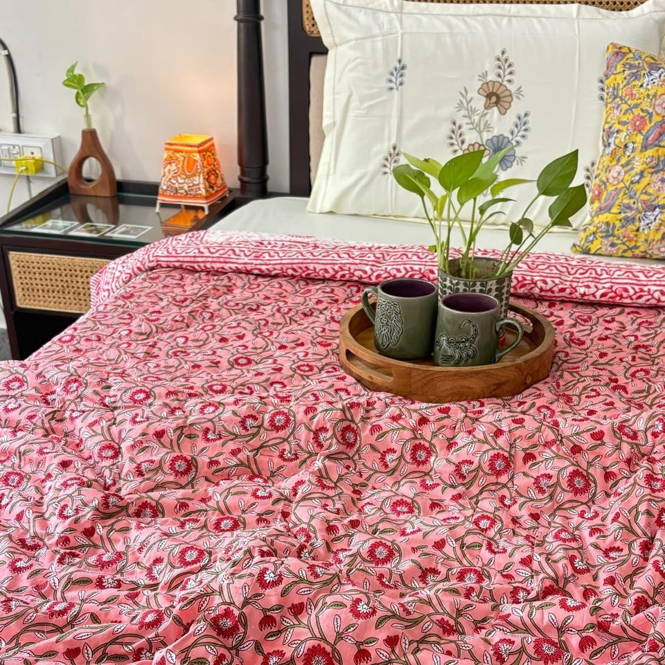 Jugni Pink - Single Bed Quilt