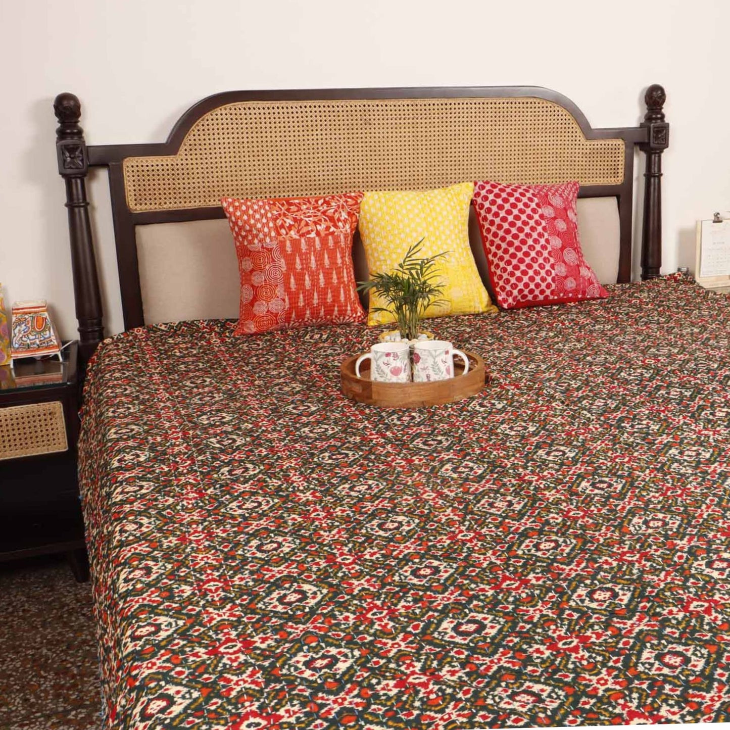 Ikkat Patola - Kantha Stitch Bedcover